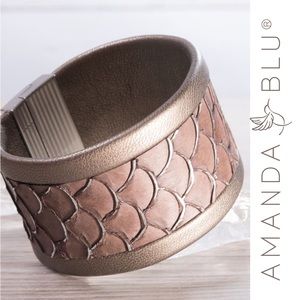 Amanda Blu Genuine Leather Fish Scales Thick Cuff